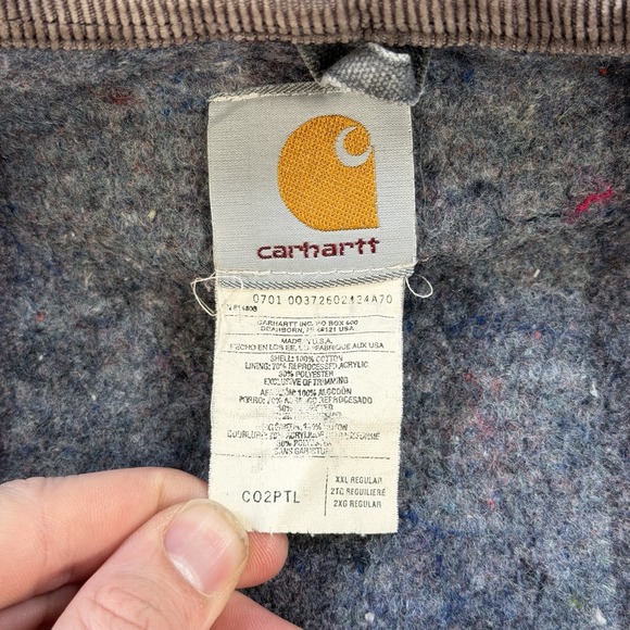 VTG Carhartt Jacket Mens 2XL Chore Coat C02PTL Blanket Lined 90s USA Made Petrol - Picture 6 of 7